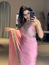 Kt 3012 Sapce Silk Fancy Mirror Lace Border Saree